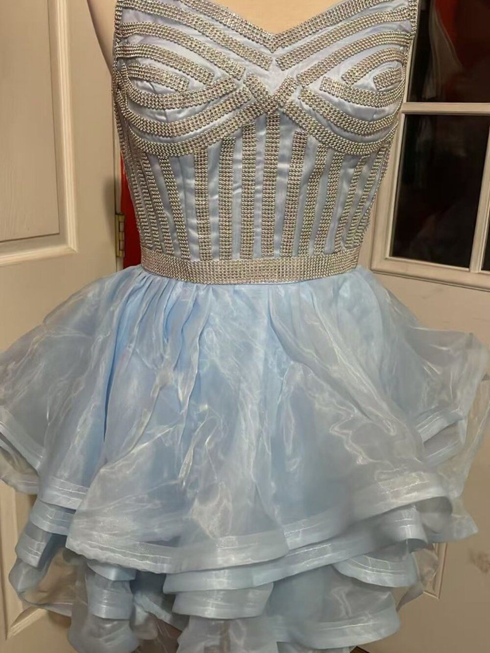 Women's Organza Dress Short Crystal Prom Party Gowns